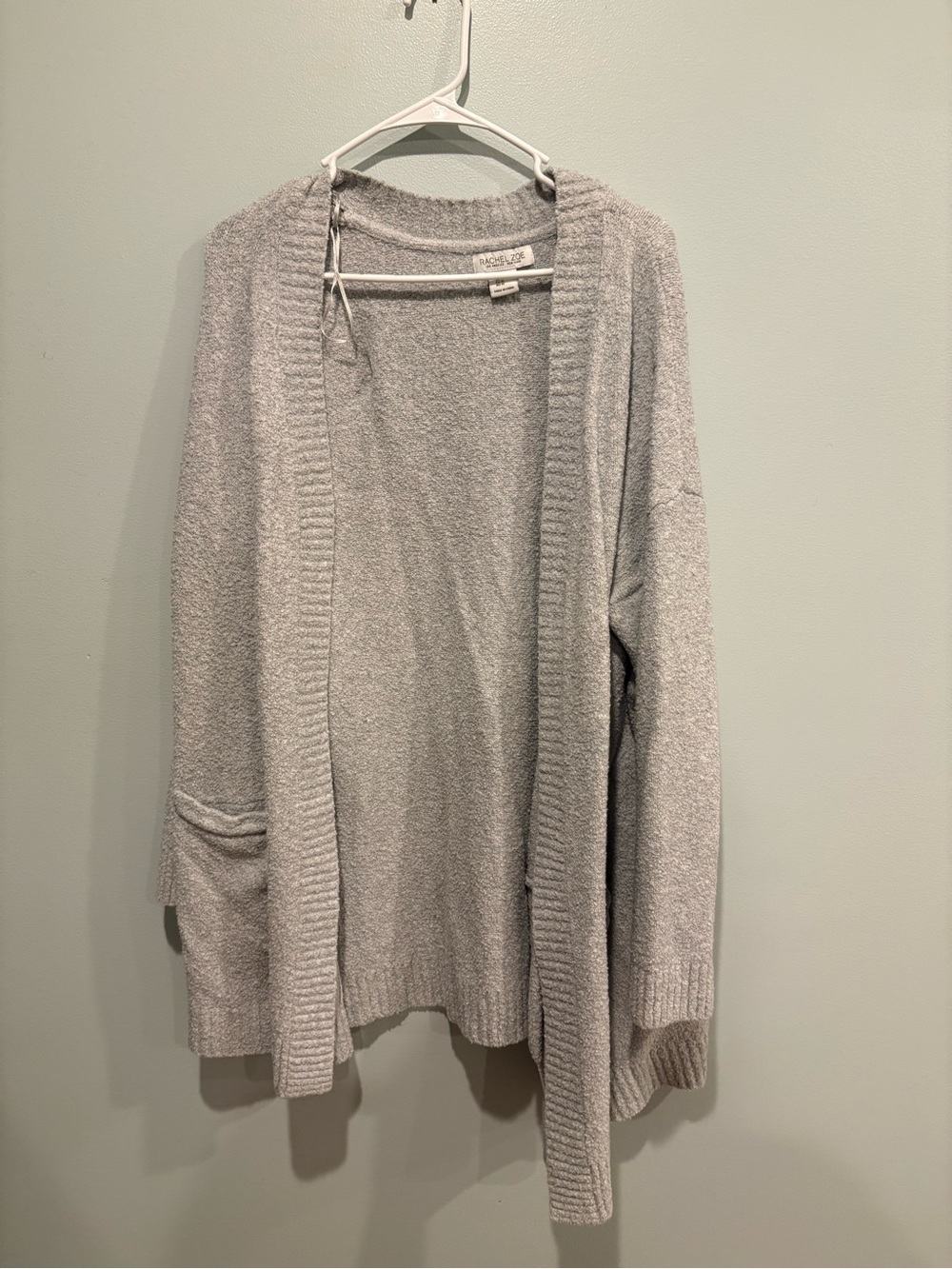 Rachel Zoe Light Gray Open-Front Knit Cardigan